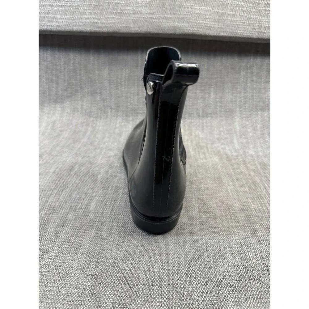 Nautica‎ Cliff Port Womens US 9 Rain Boot Black Rubber Ankle Pull On Cuban Heel